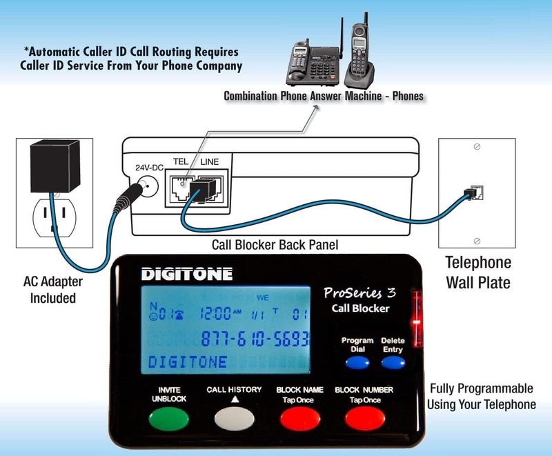Digitone Communications ديجيتون برو سيريس 3 جهاز حظر المكالمات التلقائي لحظر الرسائل المزعجة للهواتف الثابتة - إعداد سهل وزر واحد لحظر المكالمات الآلية - Image 3